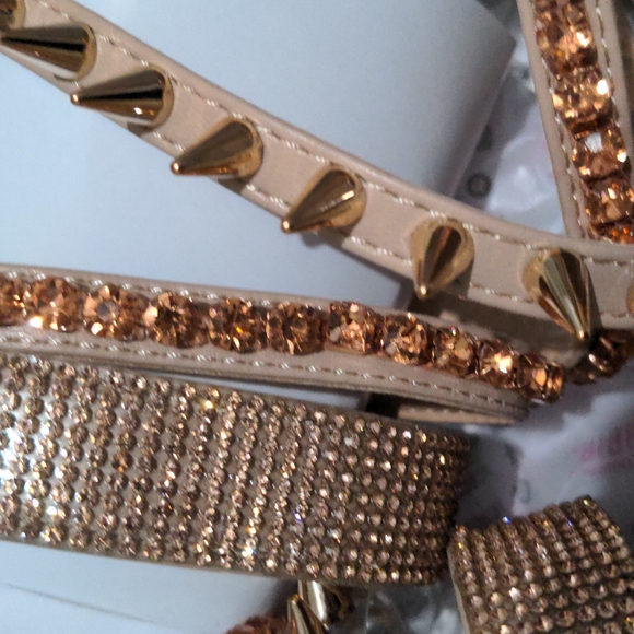 Rose gold & nude spiked, rhinestone mini gladiators - Picture 7 of 8